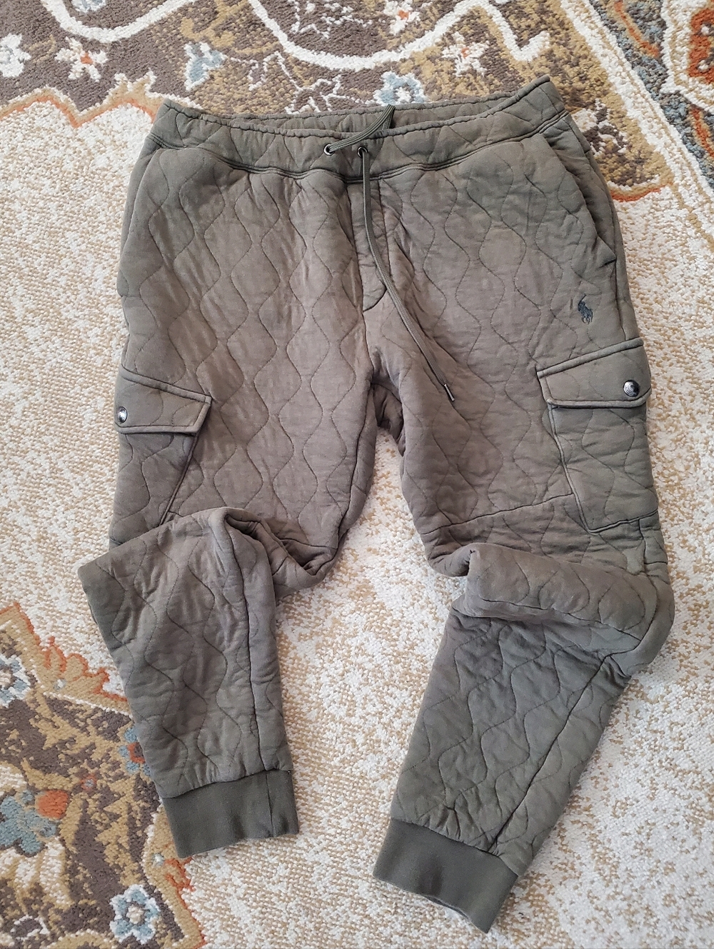 POLO RALPH LAUREN Luxury Jersey Quilted Cargo Joggers M - Picture 11 of 12